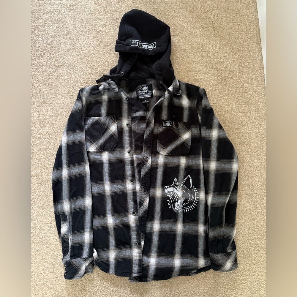 Black and White Plaid Button Down Shirt